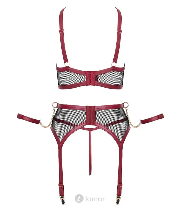 * COTTELLI  Cottelli Bondage jarretelset met boeien zwart rood ouvert