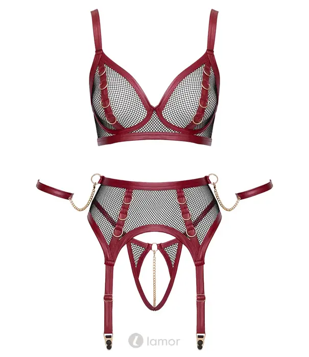 * COTTELLI  Cottelli Bondage jarretelset met boeien zwart rood ouvert