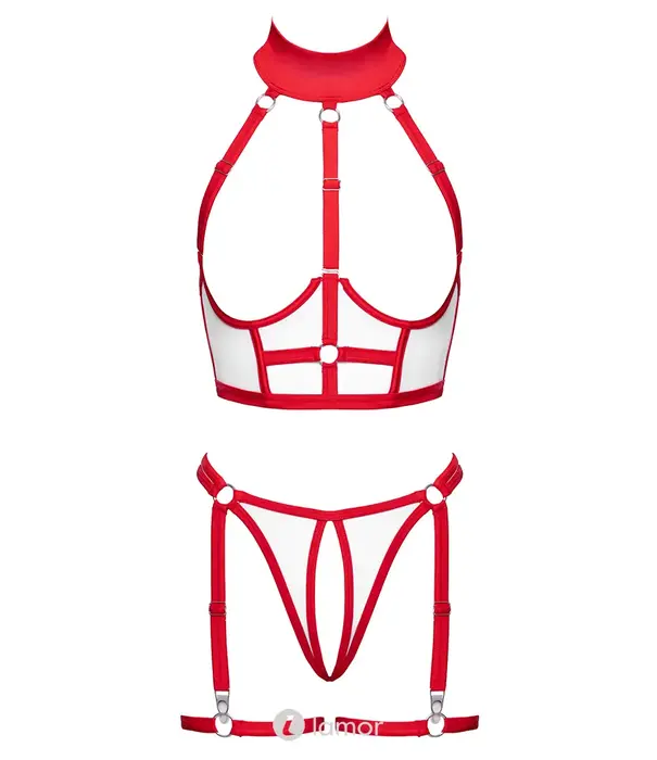 * COTTELLI  Cottelli Costumes nurse ouvert set met straps wit rood
