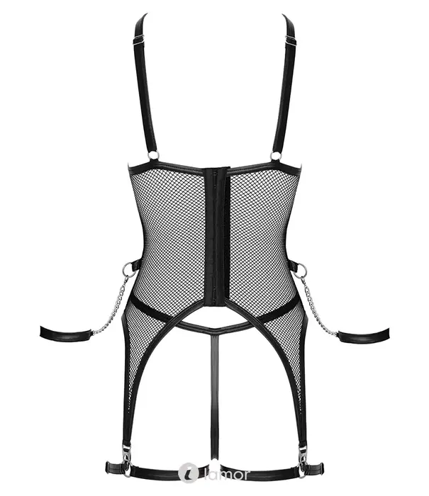 * COTTELLI  Cottelli Bondage jarretelkorset met boeien en ouvert string