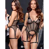Cottelli Bondage jarretelkorset met boeien en ouvert string