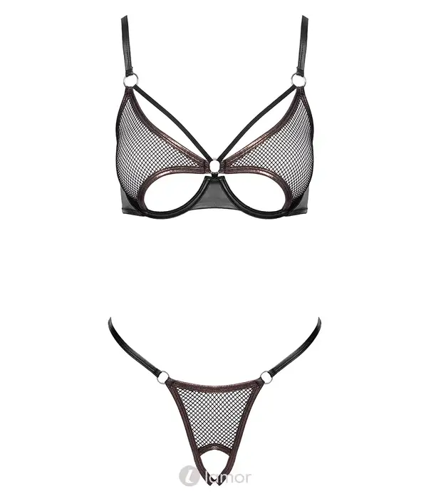 * COTTELLI  Cottelli Lingerie ouvert set met beugel BH en string zwart