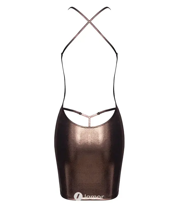 * COTTELLI  Cottelli PARTY Roségoud Mini Jurk Met String En Strass