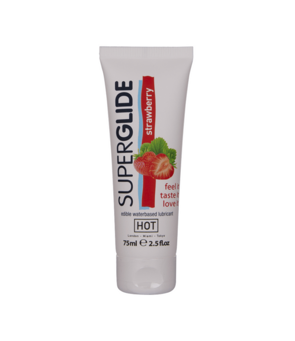 HOT Superglide - Eetbaar Waterbasis Glijmiddel - Aardbei - 3 fl oz / 75 ml