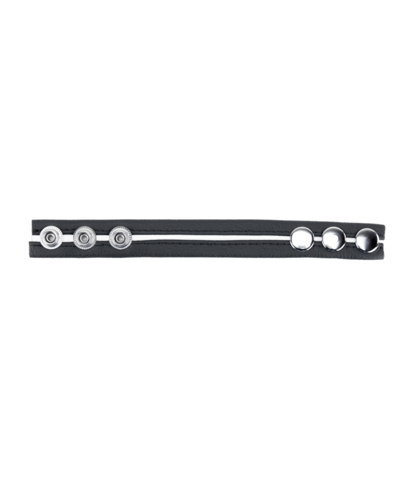 Red Leather Verstelbare Leren Cockring - Wit