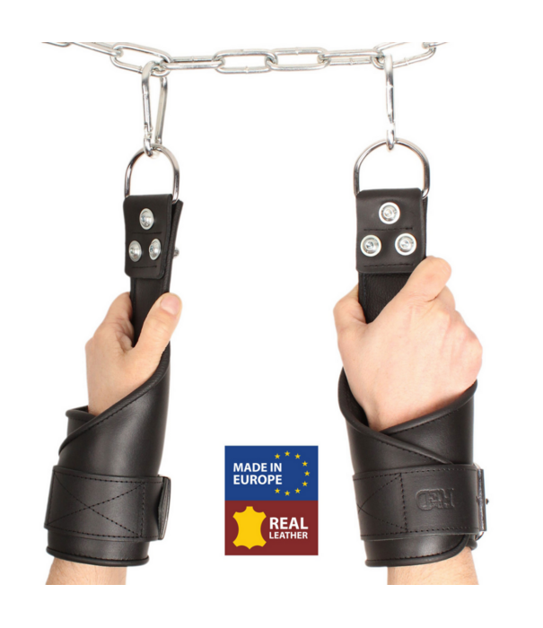 Red Leather Leren Ophanghandboeien - Zwart