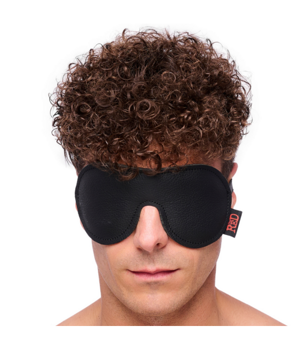Red Leather Leren Oogmasker - Zwart