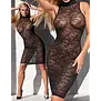 Cottelli LINGERIE Kanten Jurk Met Open Rug En Hoge Kraag