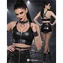 Demoniq wetlook top met rits en afneembare straps zwart