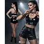 Demoniq wetlook short met 2-way rits en hoge taille zwart