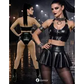Demoniq wetlook minirok met asymmetrische lengte zwart