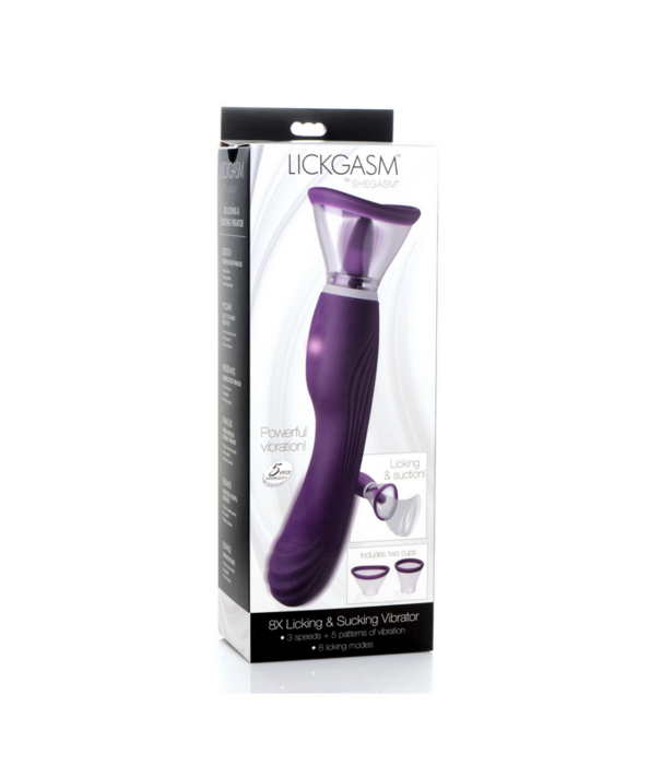 Lickgasm - 8x Licking en Sucking Vibrator - Paars