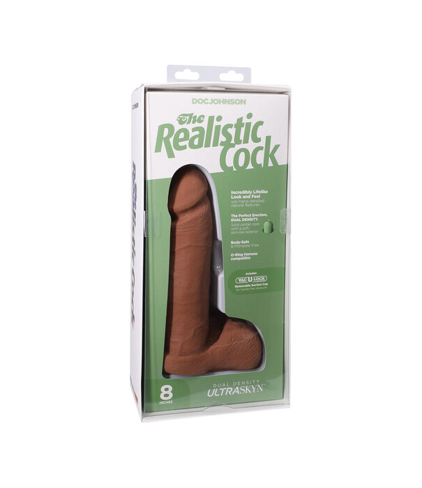 Doc Johnson Realistische Cock met Ballen - Verwijderbare Vac-U-Lock Zuignap - ULTRASKYN - 8 / 21 cm - Karamel