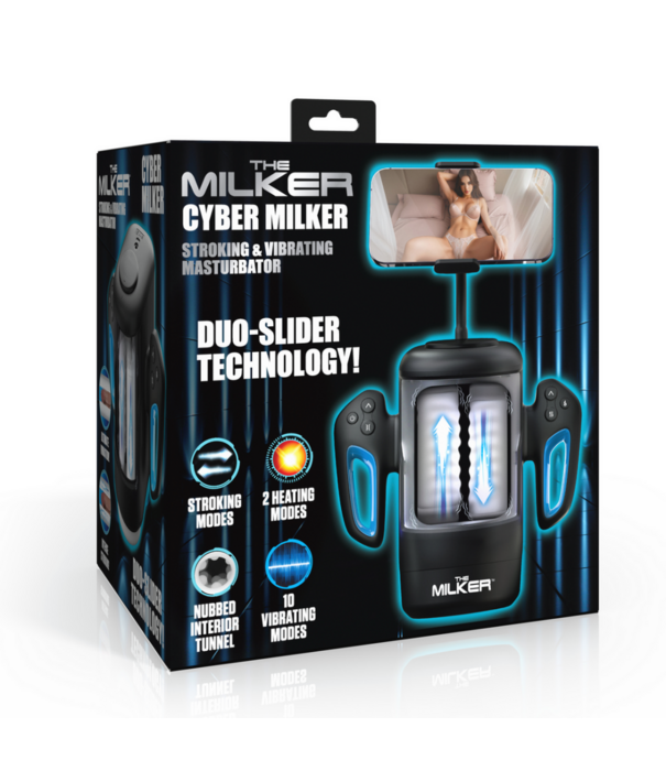 Cyber Milker - Stimulerende en Vibrerende Masturbator met Telefoonhouder - Transparant/Zwart