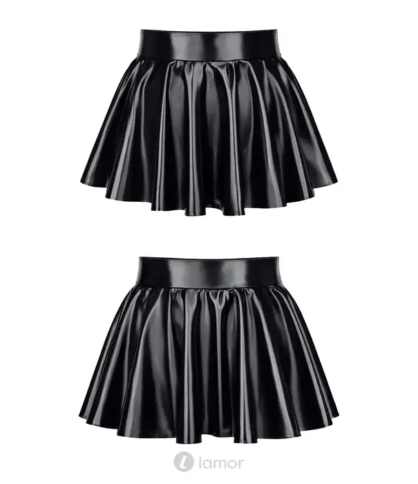 * DEMONIQ Demoniq Wetlook Minirok Met Ruches En Rits DDLoretta001