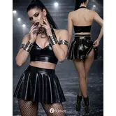 Demoniq Wetlook Minirok Met Ruches En Rits DDLoretta001