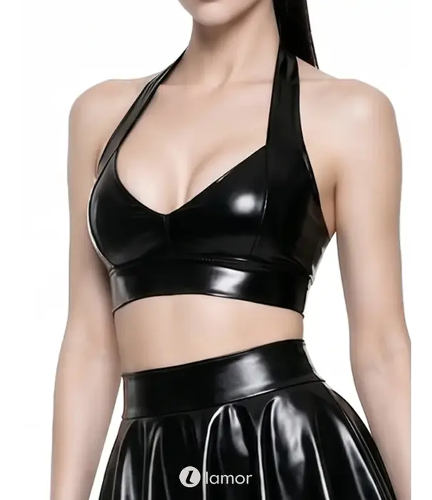 * DEMONIQ Demoniq Wetlook Top Met Open Rug En Diep Decolleté DDSofia001