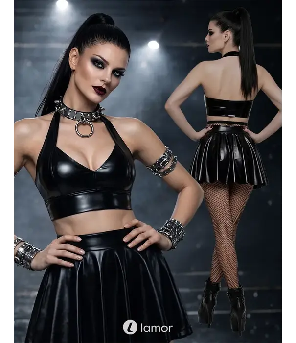 * DEMONIQ Demoniq Wetlook Top Met Open Rug En Diep Decolleté DDSofia001