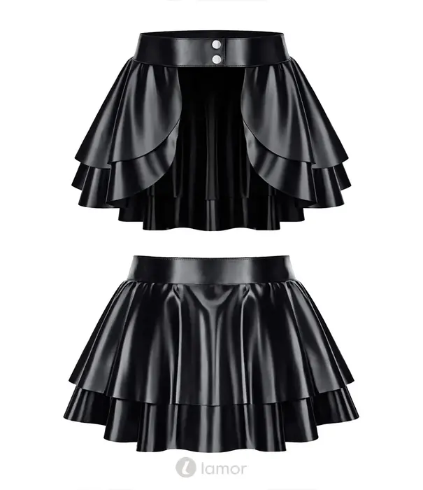 * DEMONIQ Demoniq Wetlook Open Minirok Met Ruches DDTina001
