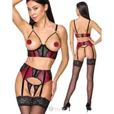 Cottelli Lingerie 3-Delig Jarretel Set Met Lift-Up BH CC2215721