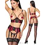 Cottelli Lingerie 3-Delig Jarretel Set Met Lift-Up BH CC2215721
