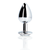 Ronde Edelsteen Anale Plug - Klein - Zilver/Diamant