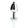 Ronde Edelsteen Anale Plug - Klein - Zilver/Diamant
