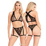 Kanten Lingerie Set Met Jarretels En Diepe V-Hals Zwart van Leg Avenue