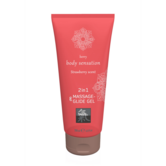 2 in 1 Massage en Glide Gel - Aardbei - 7 fl oz / 200 ml