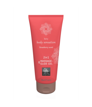 2 in 1 Massage en Glide Gel - Aardbei - 7 fl oz / 200 ml