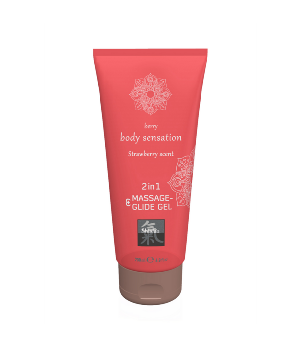 HOT 2 in 1 Massage en Glide Gel - Aardbei - 7 fl oz / 200 ml