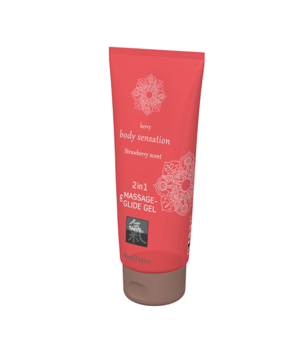 HOT 2 in 1 Massage en Glide Gel - Aardbei - 7 fl oz / 200 ml