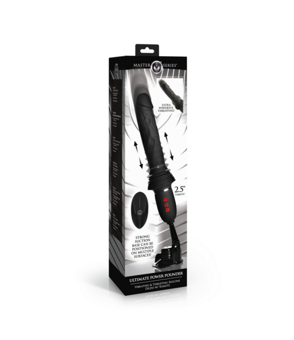 Ultimate Power Pounder - Vibrerende en Duwende Siliconen Dildo met Afstandsbediening - Zwart