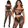 Leg Avenue Off Shoulder Crop Top En Legging Set Met Kant En Fishnet Zwart