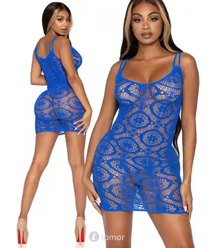 Leg Avenue Daisy Crochet Mini Jurkje Blauw