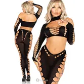 Leg Avenue Naadloze Crop Top En Legging Met Uitsnijdingen En Open Details