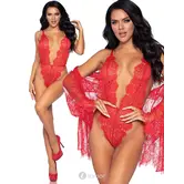 Leg Avenue 3 Delige Kanten Body Set Met Badjas En Stringdetail Rood