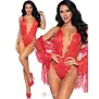 Leg Avenue 3 Delige Kanten Body Set Met Badjas En Stringdetail Rood