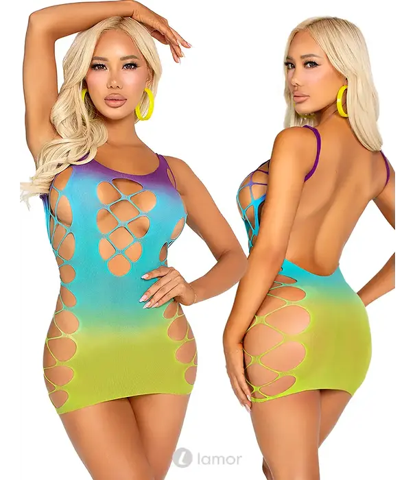 * LEG AVENUE Leg Avenue Naadloze Mini Jurk Met Ombré Effect En Imitatievetersluiting Multicolor One Size