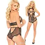 Leg Avenue Halter Body Van Kant Met Gesloten Achterkant Zwart
