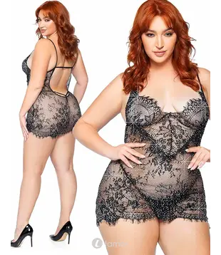 Plus Mini Jurk Met Strass En String , LAV-82047
