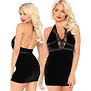 Leg Avenue Fluwelen Halter Mini Jurk Met Open Rug Zwart