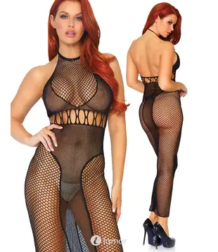 Halter Netjurk Met Open Rug Zwart, LAV-82053