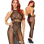 Leg Avenue Halter Netjurk Met Open Rug En Transparant Design Zwart One Size