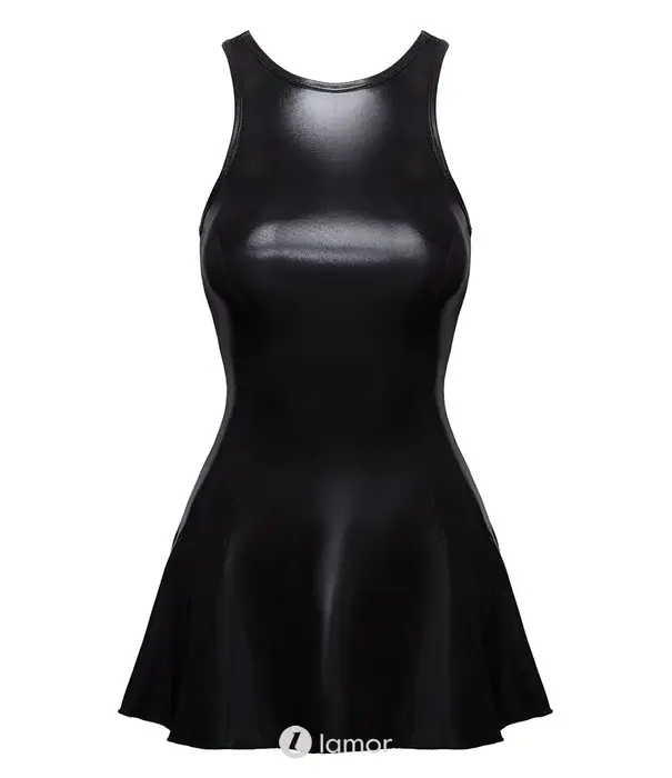 * COTTELLI  Cottelli Party glanzende wetlook minijurk met racerback en uitlopende rok CC-2719460