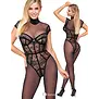 Cottelli Party transparante jumpsuit met kantlook lijfje, 3-weg ritssluiting en hartdetail CC-2730898