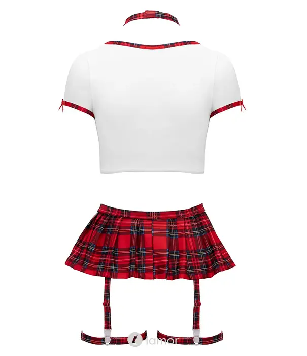 * COTTELLI  Cottelli Costumes schooluniform set met crop top, jarretelrokje, string en choker CC-2471396