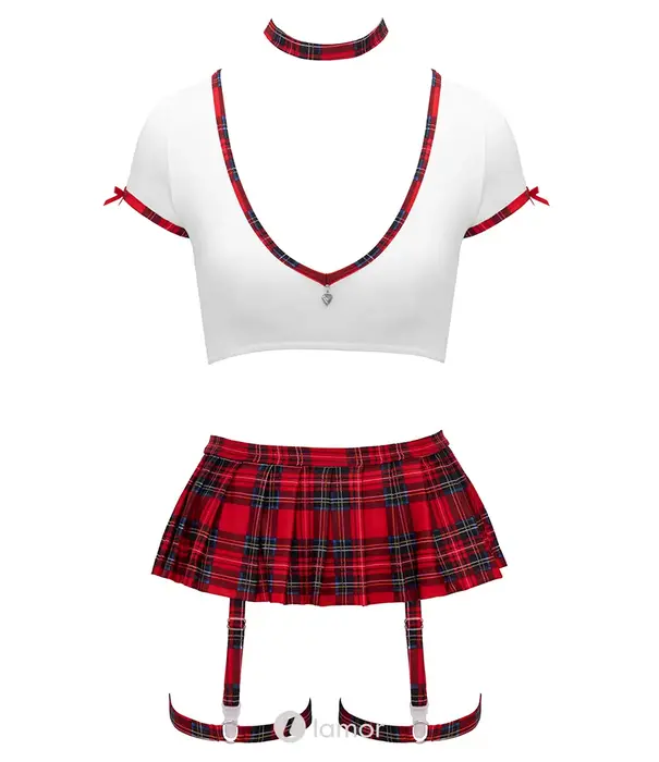 * COTTELLI  Cottelli Costumes schooluniform set met crop top, jarretelrokje, string en choker CC-2471396