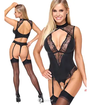 Cottelli Lingerie jarretel rio body, CC-2645157