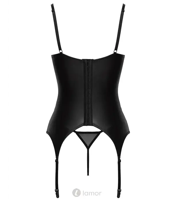 * COTTELLI  Cottelli Lingerie ouvert jarreteltop en kruisloze kanten string in matte look CC-2633299